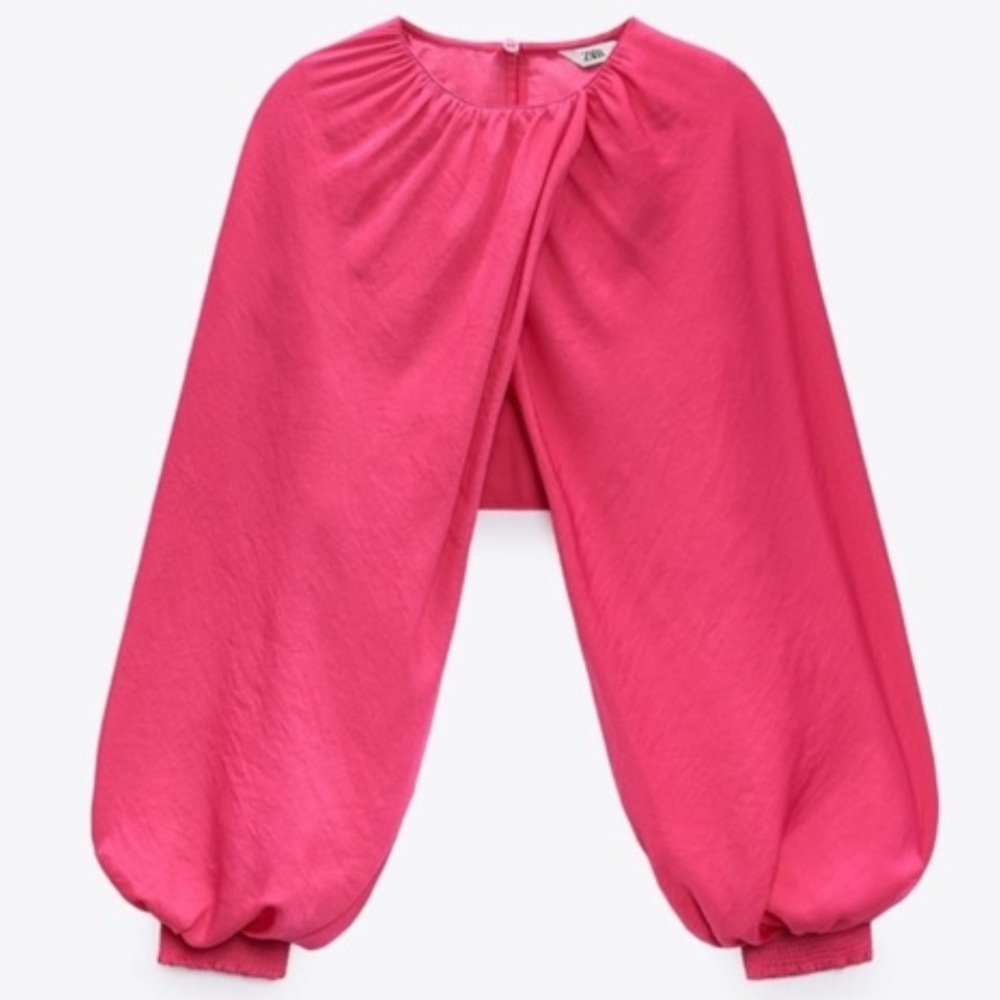 Zara Long Sleeve Cropped Blouse - Picture 2 of 8